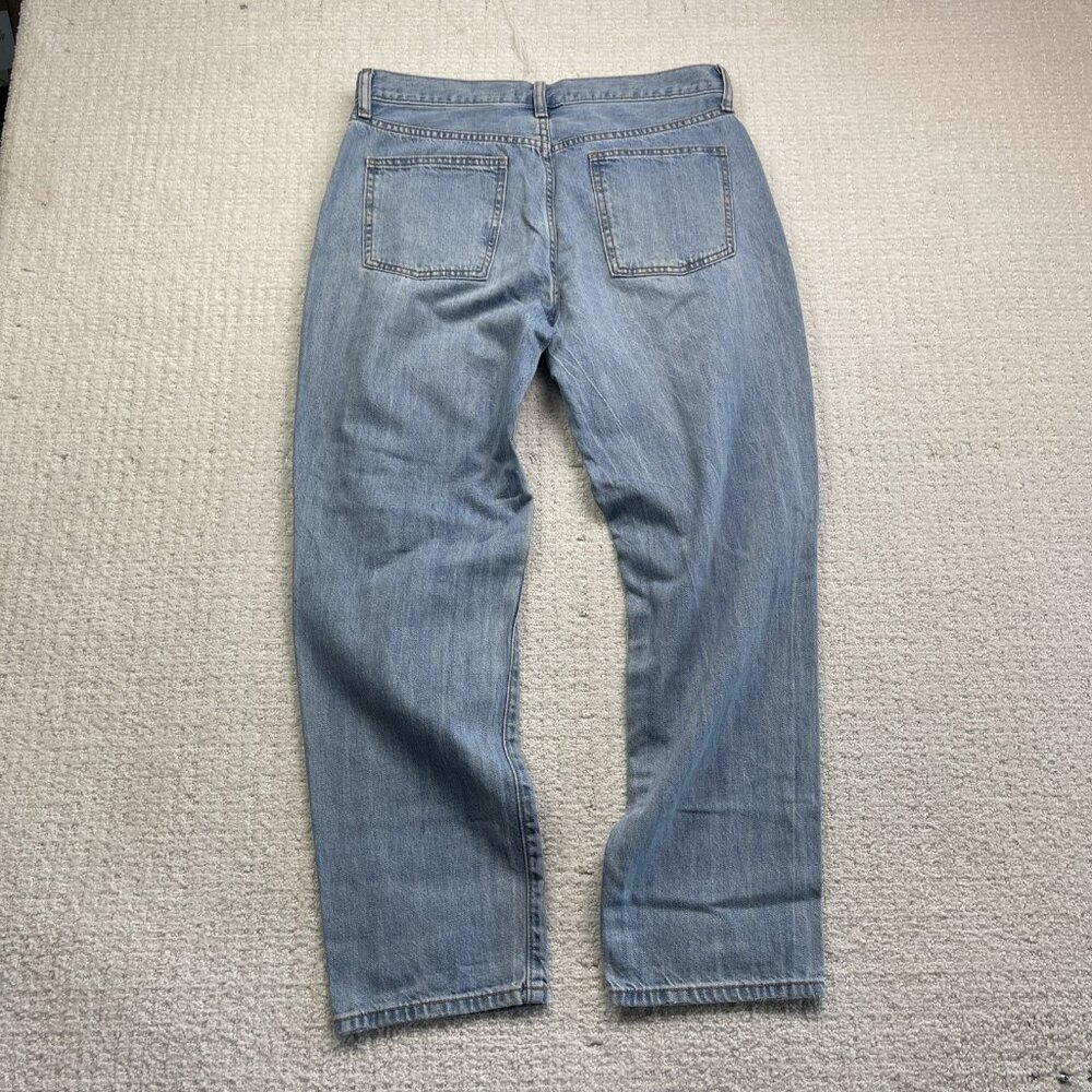 UNIQLO Relaxed Ankle Blue Jeans Size 27 Wide Fit Tapered Distressed Y2K Loose - Picture 9 of 11